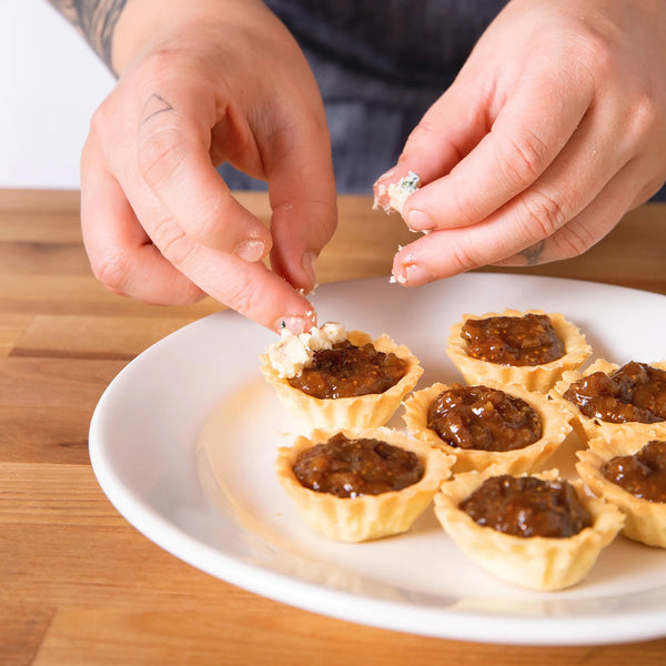 Fig, Pear & Honey Mini Tarts with Blue Cheese
