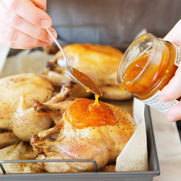 Cornish Hens with Peach Mustard Glaze