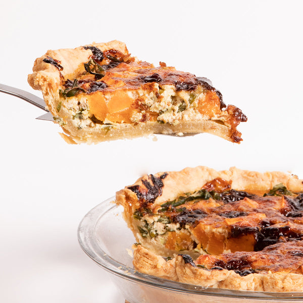 Roasted Garlic, Sweet Potato & Horseradish Quiche