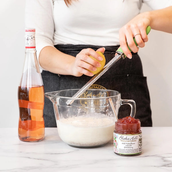 English Syllabub with Gooseberry Jam Swirl