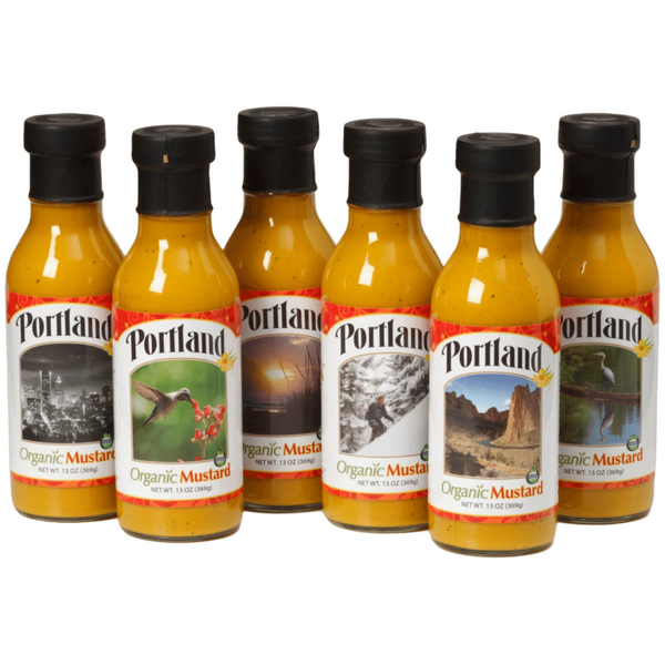 6-pack of Portland Organic Yellow Mustard, dairy free, gluten free, vegan, non GMO organic condiment