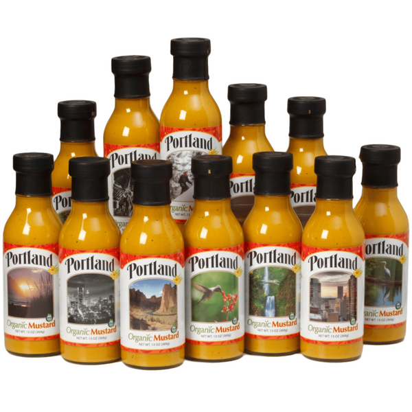 12-pack of Portland Organic Yellow Mustard, dairy free, gluten free, vegan, non GMO organic condiment