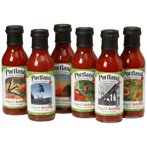 Six pack of Portland Organic Ketchup, gluten free, dairy free, non GMO condiment