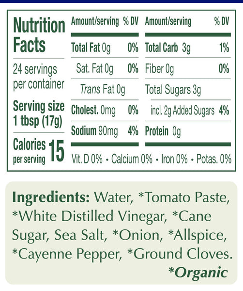 Portland Organic Ketchup nutritional information: non-GMO, Vegan, dairy free