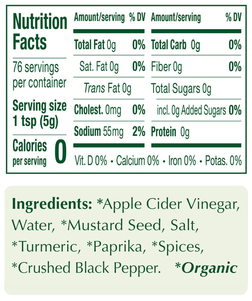 Portland Organic Mustard nutritional information: non-GMO, Vegan, dairy free