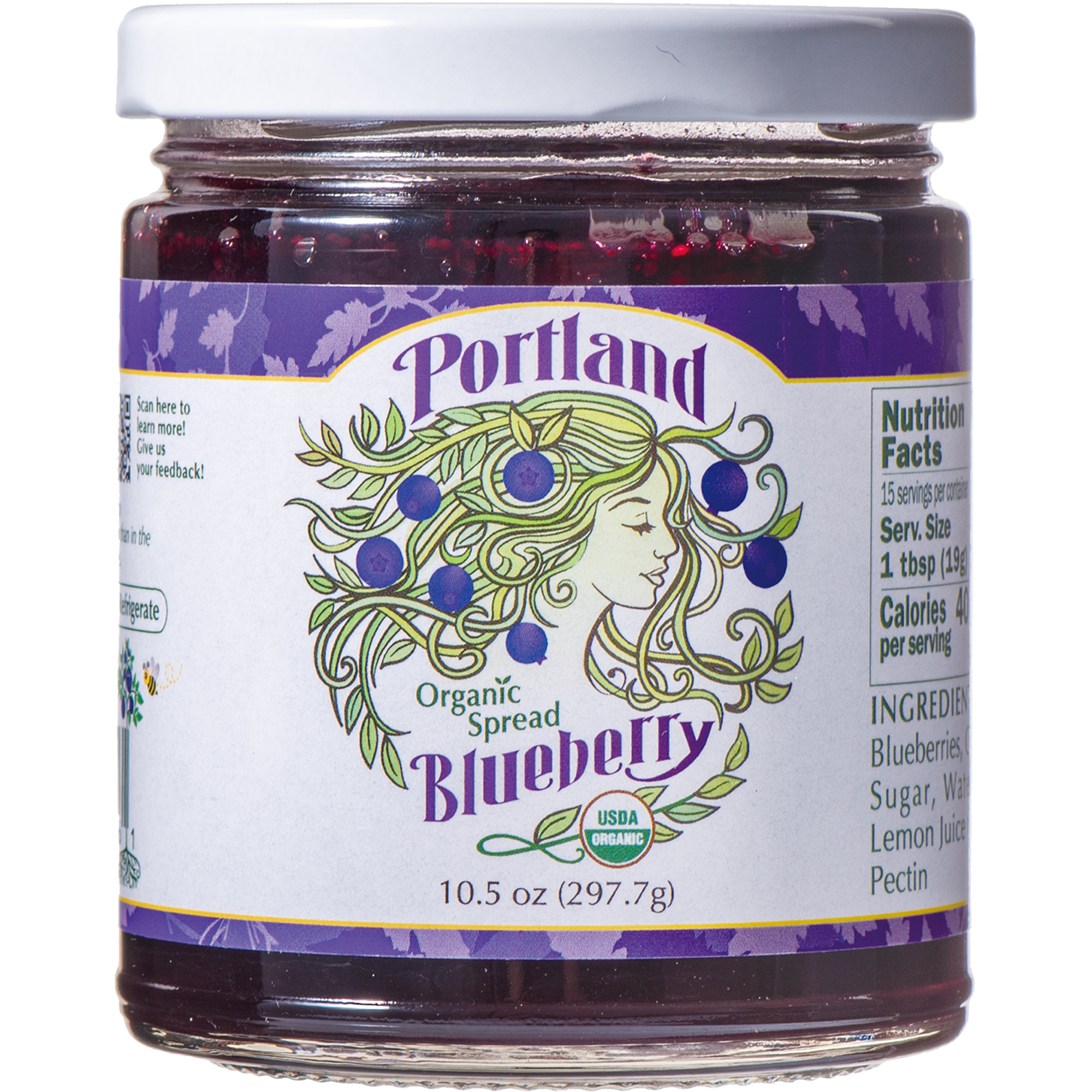 Portlandia Organic Spread-Blueberry 10.5 OZ.