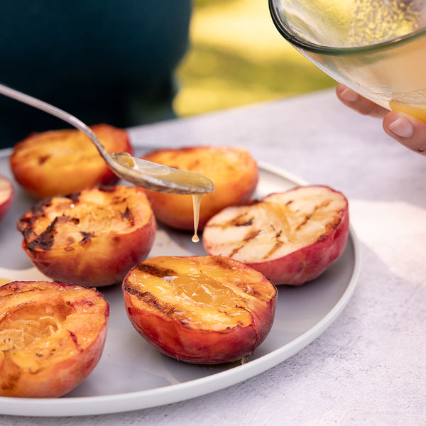 Grilled Peaches with Habanero Honey Glaze
