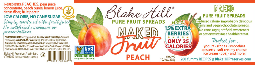 Naked Peach Spread 10.4oz nutrition facts