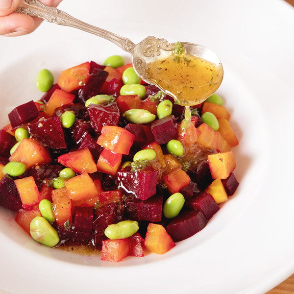 Edamame Beet Salad with Champagne Lemon Vinaigrette