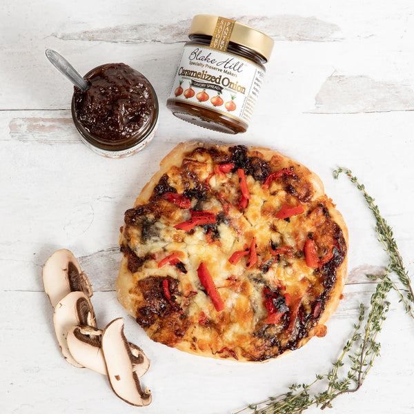 Caramelized Onion Pizza with Mushrooms & Gruyère