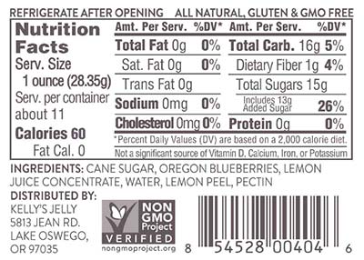 Blueberry Lemon Nutritional Information