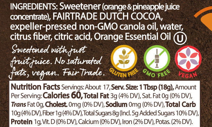 Naked Chocolate Orange Spread nutrition facts