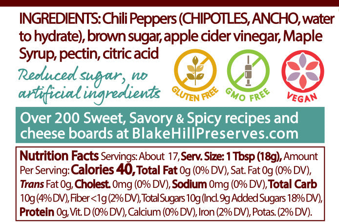 Chipotle & Maple Chili Jam nutrition facts