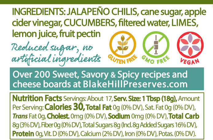 Jalapeño & Lime Spicy Chili Jam nutrition facts