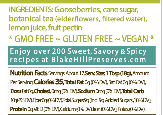 Gooseberry with Elderflower 10.8oz nutrition facts