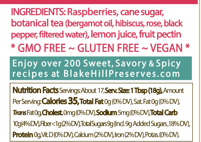 Raspberry with Wild Bergamot nutrition facts