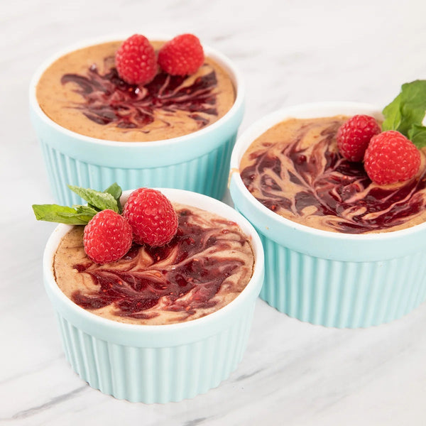 Walnut Butter Cheesecake with Raspberry Swirl