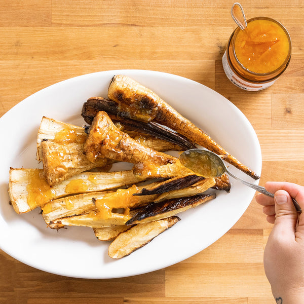 Roast Parsnips with Orange Marmalade Glaze