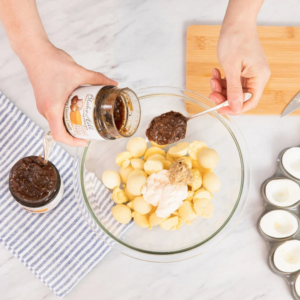 Savory Onion Confit Deviled Eggs