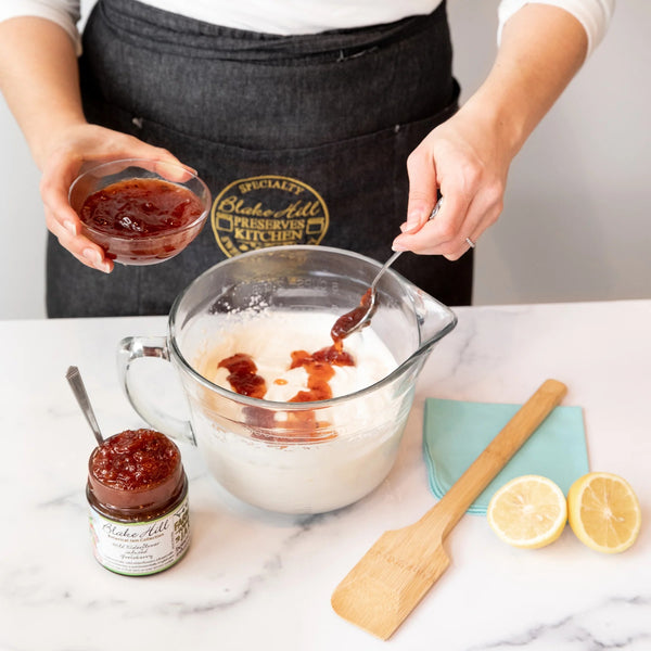 English Syllabub with Gooseberry Jam Swirl