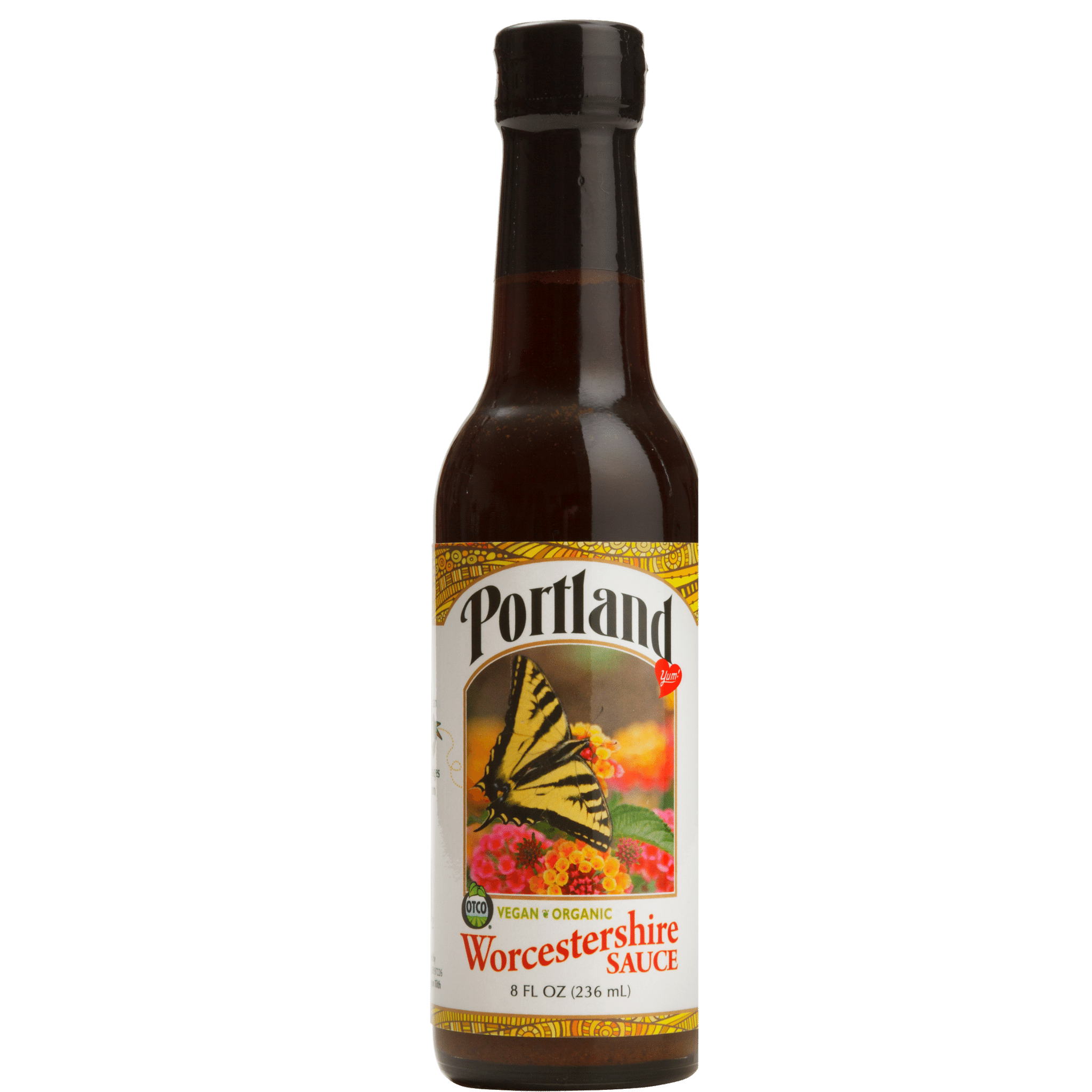 Single bottle of Organic Portland Worchestershire sauce, vegan, gluten free, dairy free, organic condiment 