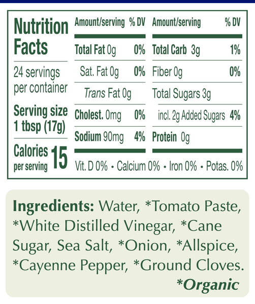Portland Organic Ketchup nutritional information: non-GMO, Vegan, dairy free